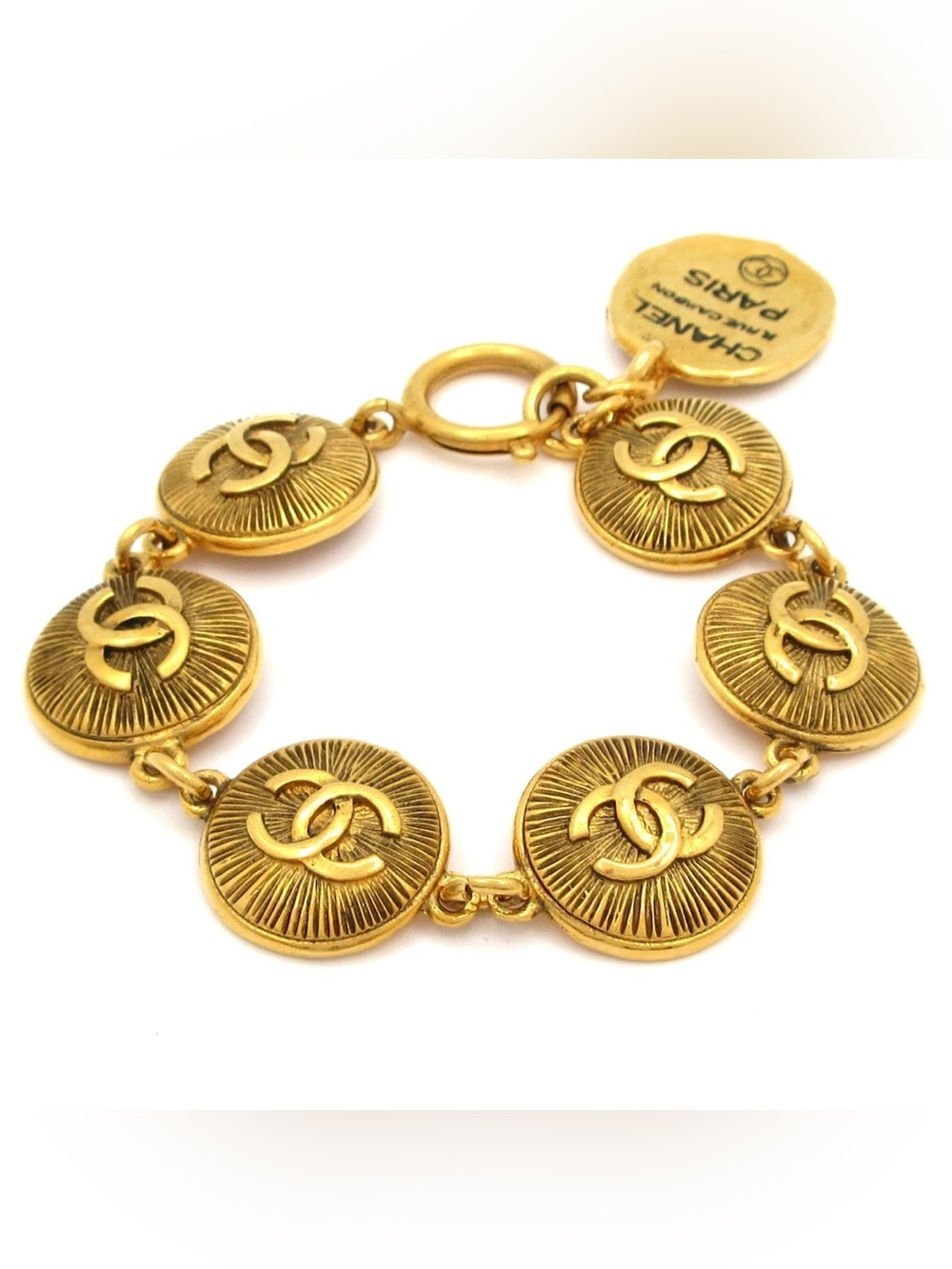 Authentic CHANEL 1980s Rue 31 Cambon Paris link bracelet gold plated - Picture 2 of 7